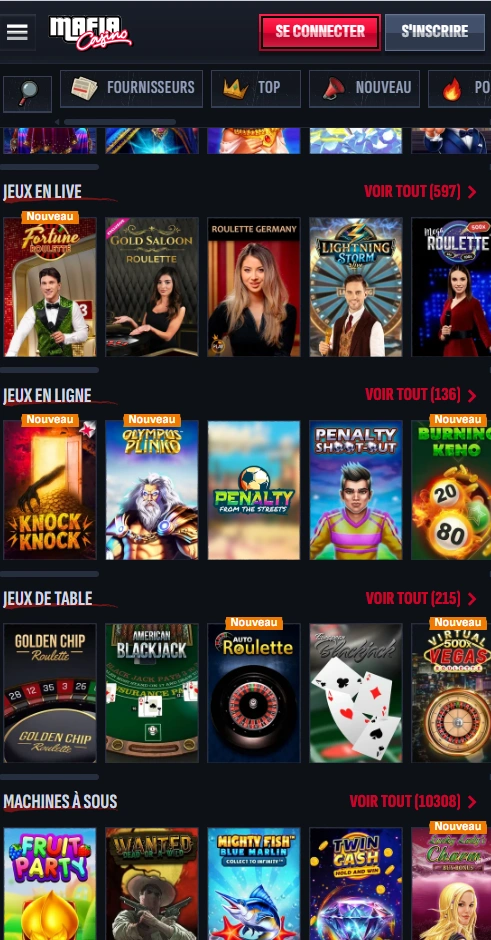 mafiacasino mobile games page