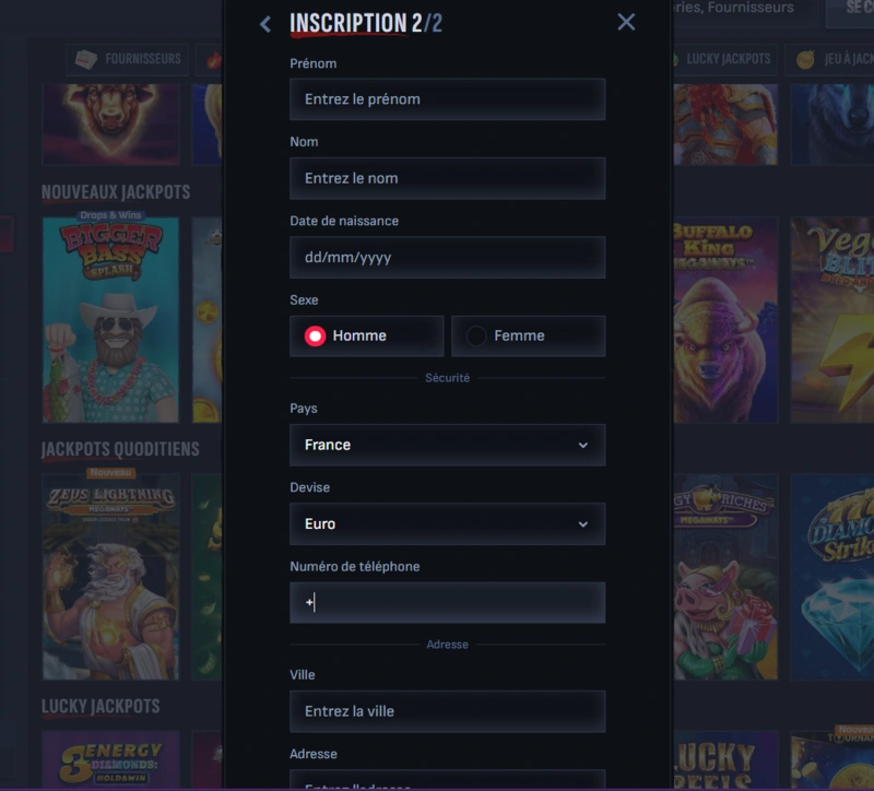 mafiacasino registration page
